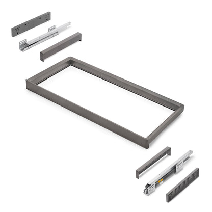 Emuca Telaio con guide a estrazione totale e chiusura morbida per accessori per armadi Quartz, 862-888mm, Alluminio e plastica, Titanio