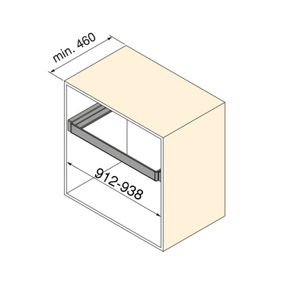 Emuca Telaio con guide a estrazione totale e chiusura morbida per accessori per armadi Quartz, 912-938mm, Alluminio e plastica, Titanio