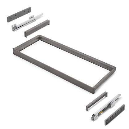 Emuca Telaio con guide a estrazione totale e chiusura morbida per accessori per armadi Quartz, 912-938mm, Alluminio e plastica, Titanio