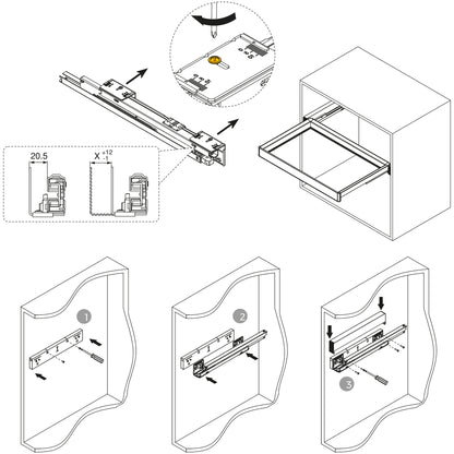 Emuca Telaio con guide a estrazione totale e chiusura morbida per accessori per armadi Quartz, 937-963mm, Alluminio e plastica, Titanio
