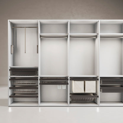 Emuca Telaio con guide a estrazione totale e chiusura morbida per accessori per armadi Quartz, 937-963mm, Alluminio e plastica, Titanio
