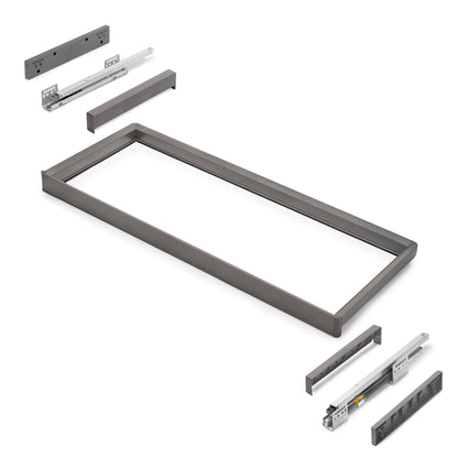 Emuca Telaio con guide a estrazione totale e chiusura morbida per accessori per armadi Quartz, 937-963mm, Alluminio e plastica, Titanio
