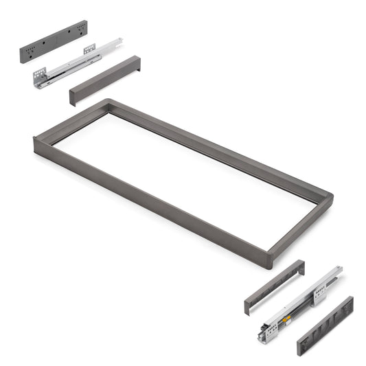 Emuca Telaio con guide a estrazione totale e chiusura morbida per accessori per armadi Quartz, 937-963mm, Alluminio e plastica, Titanio