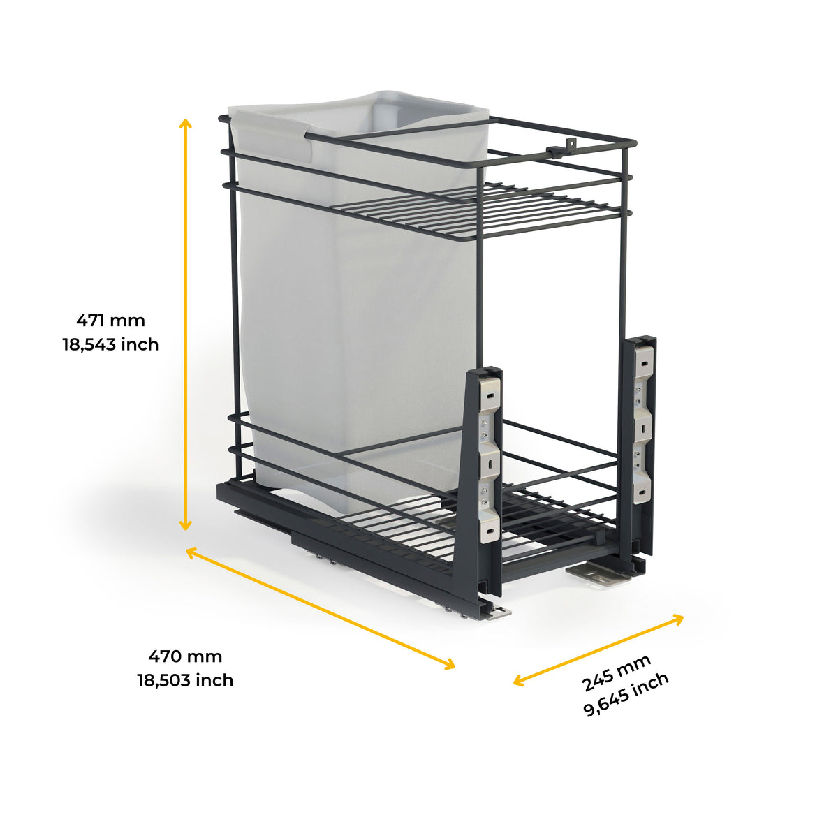 Carrello estraibile con cestelli e carrello del pane Titane con fissaggio inferiore e chiusura soft
