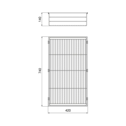 Emuca Cassetto in filo metallico per armadi e cabine armadio Quartz, 740mm (M90), Acciaio, Titanio