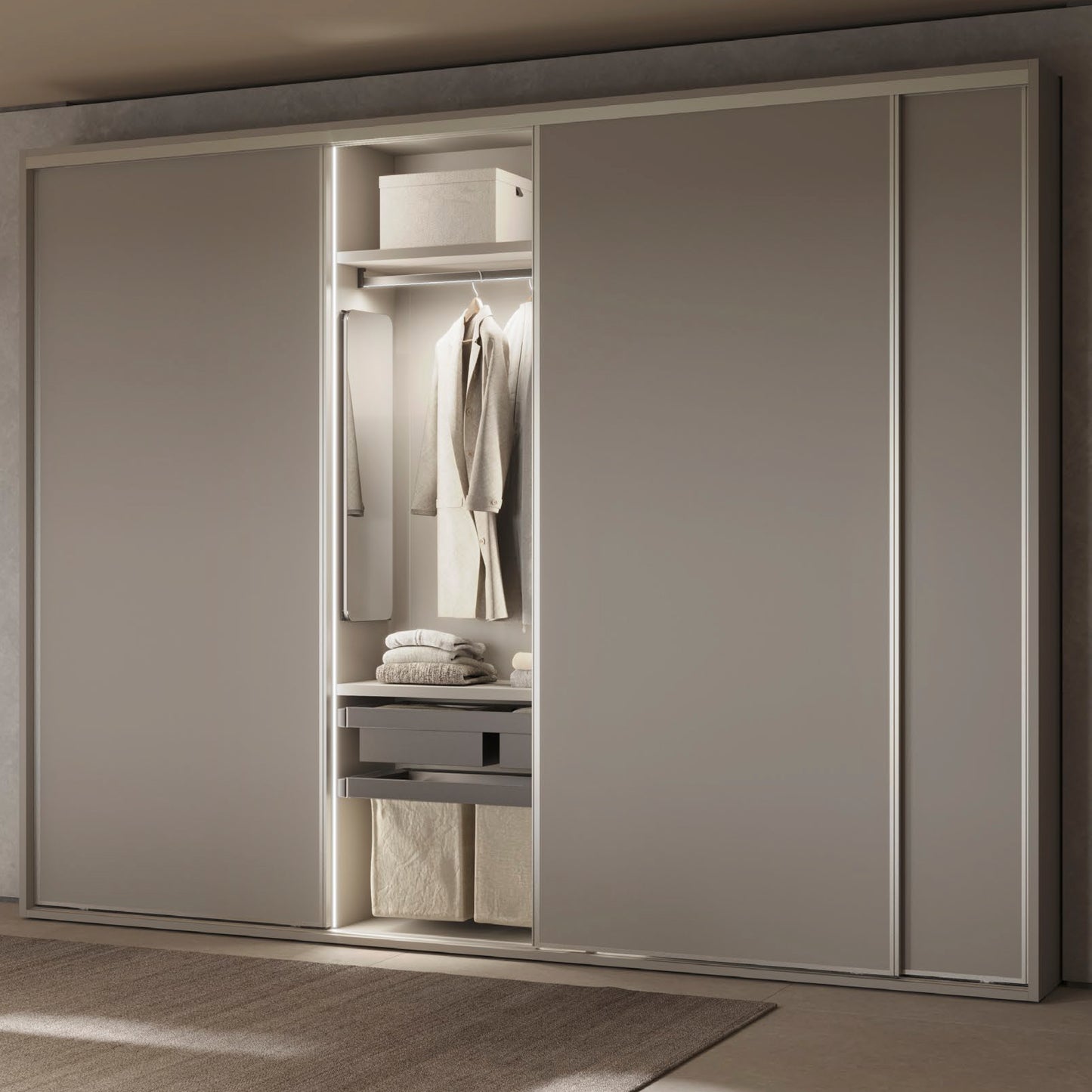 Emuca Cesto portabiancheria per armadi e cabine armadio Quartz, 418x320x400mm, Acciaio e Tessuto, Titanio
