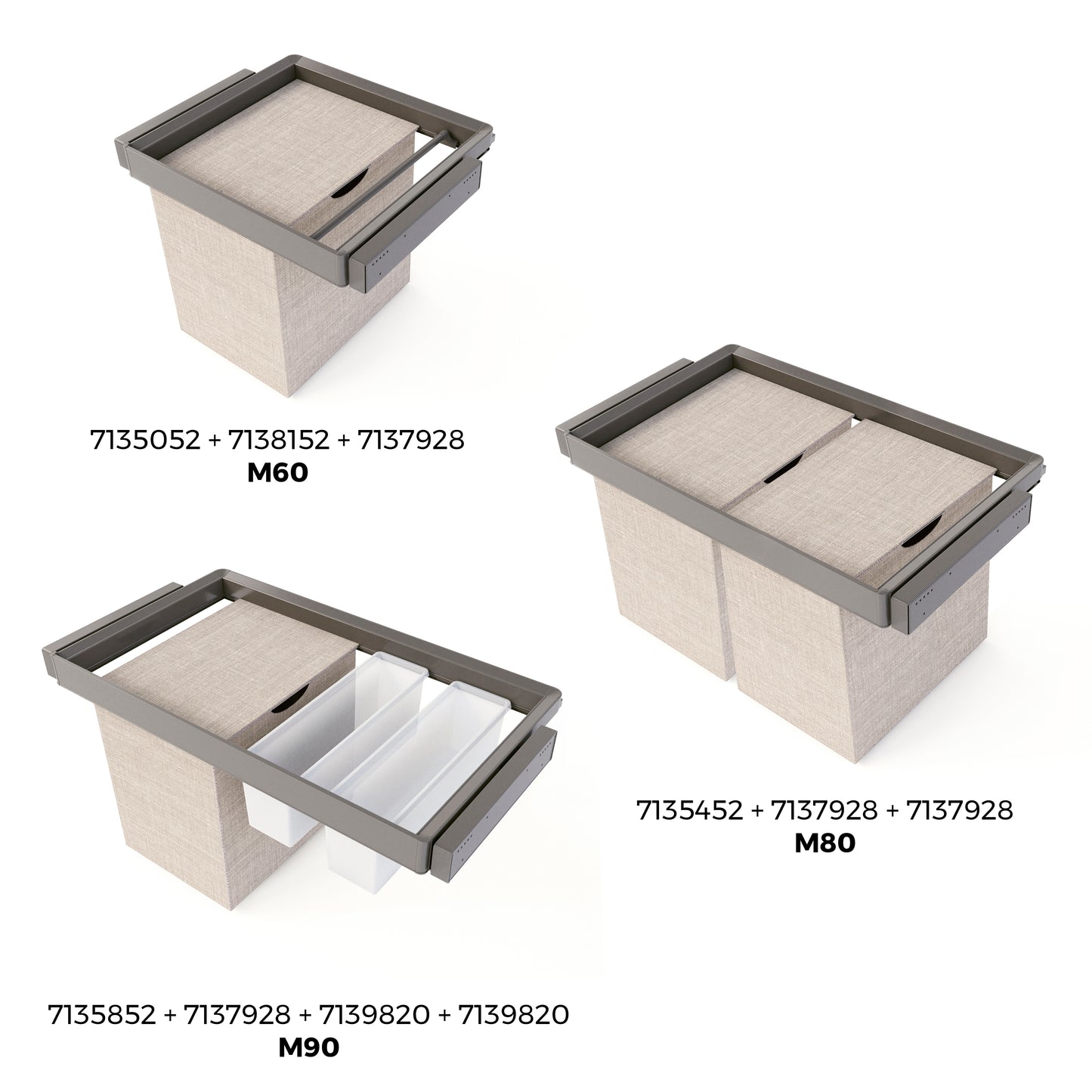 Emuca Cesto portabiancheria per armadi e cabine armadio Quartz, 418x320x400mm, Acciaio e Tessuto, Titanio