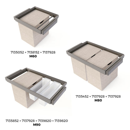 Emuca Cesto portabiancheria per armadi e cabine armadio Quartz, 418x320x400mm, Acciaio e Tessuto, Titanio
