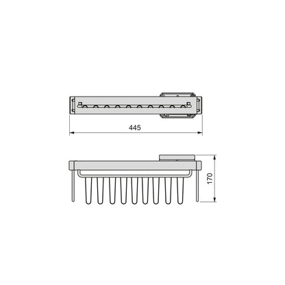 Emuca Porta-cravatte laterale estraibile Quartz, Tecnoplastica e Alluminio, Titanio