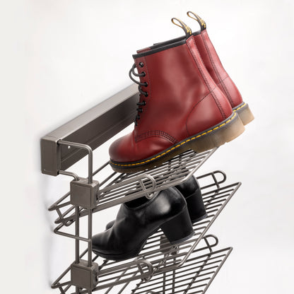 Emuca Porta scarpe estraibile laterale per armadi e cabine armadio Quartz, Destro, Acciaio, Titanio