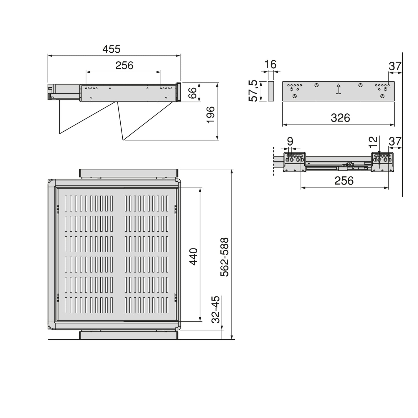 Emuca Kit di cassetto porta-scarpe estraibile per armadi Quartz, regolabile, modulo 600mm, Acciaio, alluminio e plastica, Titanio