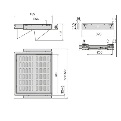 Emuca Kit di cassetto porta-scarpe estraibile per armadi Quartz, regolabile, modulo 600mm, Acciaio, alluminio e plastica, Titanio