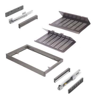 Emuca Kit di cassetto porta-scarpe estraibile per armadi Quartz, regolabile, modulo 600mm, Acciaio, alluminio e plastica, Titanio