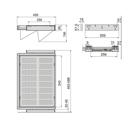 Emuca Kit di cassetto porta-scarpe estraibile per armadi Quartz, regolabile, modulo 700mm, Acciaio, alluminio e plastica, Titanio
