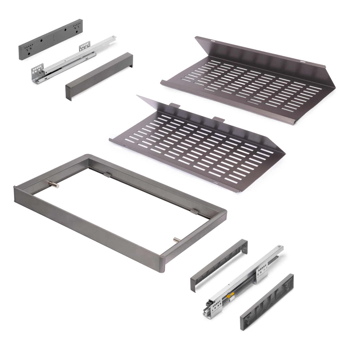 Emuca Kit di cassetto porta-scarpe estraibile per armadi Quartz, regolabile, modulo 700mm, Acciaio, alluminio e plastica, Titanio