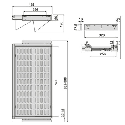 Emuca Kit di cassetto porta-scarpe estraibile per armadi Quartz, regolabile, modulo 900mm, Acciaio, alluminio e plastica, Titanio