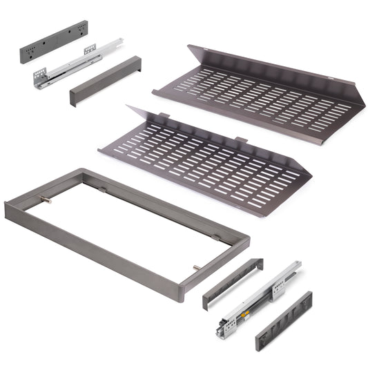 Emuca Kit di cassetto porta-scarpe estraibile per armadi Quartz, regolabile, modulo 900mm, Acciaio, alluminio e plastica, Titanio