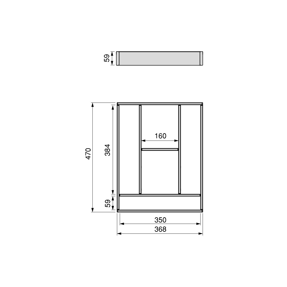 Emuca Organizzatore per cassetti Alumount 450x500, Alluminio, Grigio antracite
