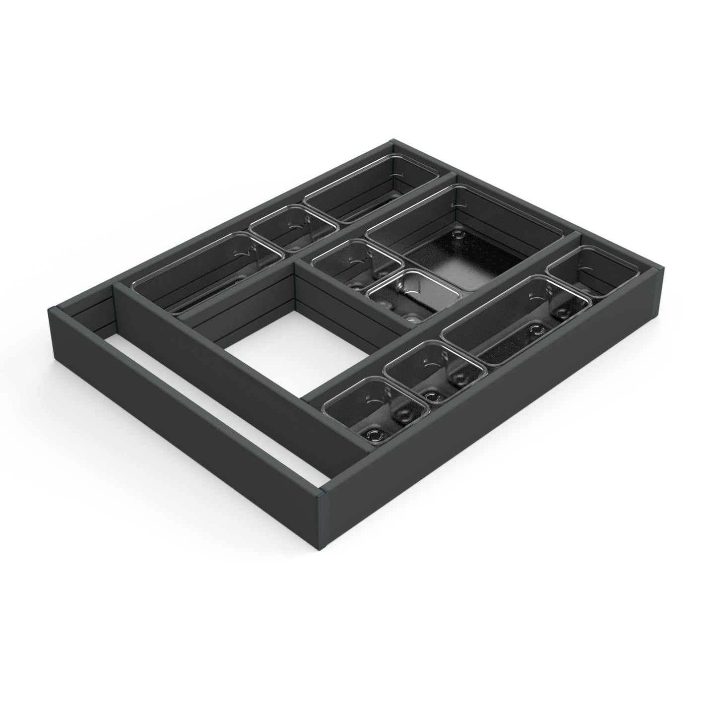 Emuca Organizzatore per cassetti Alumount 450x500, Alluminio, Grigio antracite