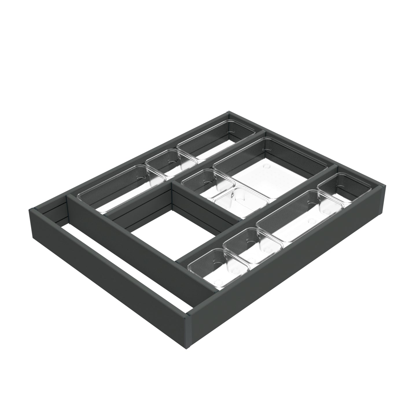 Emuca Organizzatore per cassetti Alumount 450x500, Alluminio, Grigio antracite