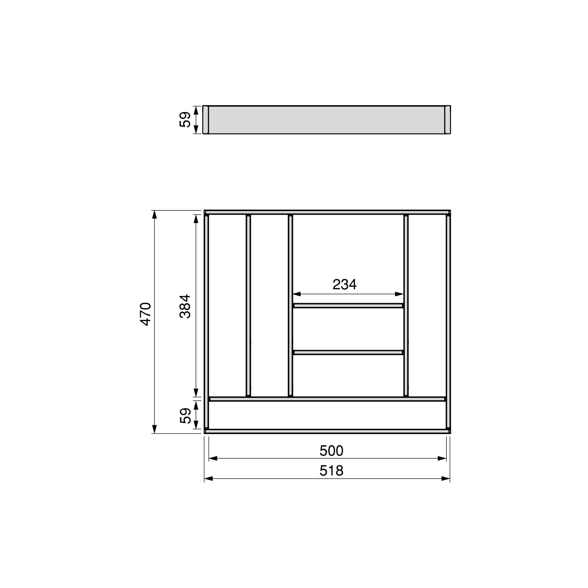 Organizzatore per cassetti Alumount 600x500
