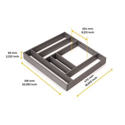 Emuca Organizzatore per cassetti Alumount 600x500, Alluminio, Grigio antracite
