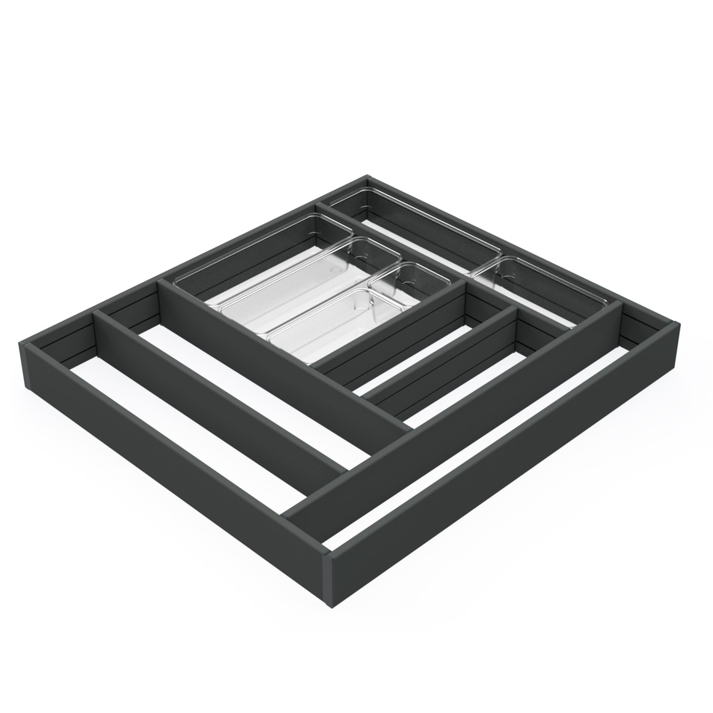 Emuca Organizzatore per cassetti Alumount 600x500, Alluminio, Grigio antracite