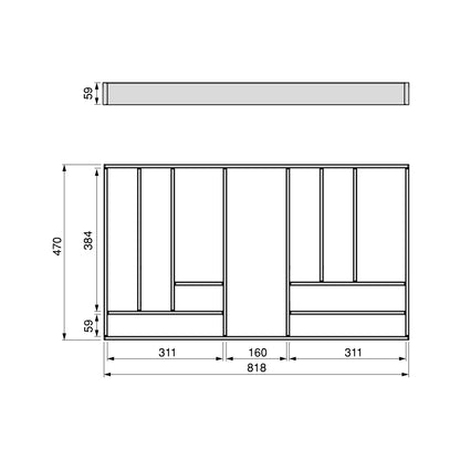 Emuca Organizzatore per cassetti Alumount 900x500, Alluminio, Grigio antracite