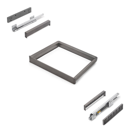 Emuca Telaio con guide a estrazione totale e chiusura morbida per accessori per armadi Quartz, 562-588mm, Alluminio e plastica, Titanio