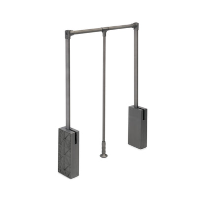 Emuca Appendiabiti per armadio Sway, larghezza regolabile 600 - 830mm, Acciaio, Alluminio e Tecnoplastica, Verniciato titanio