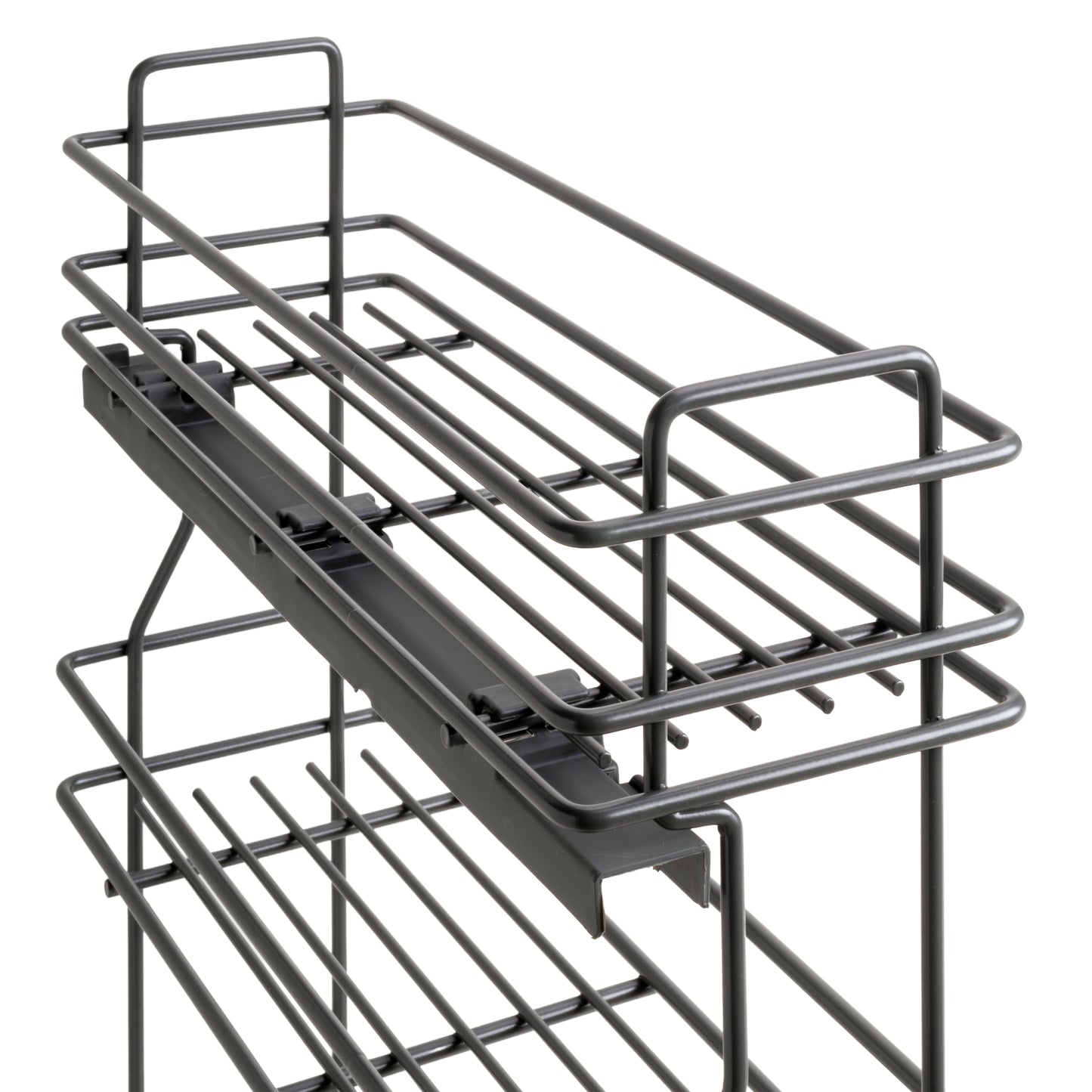Emuca Portabottiglie estraibile TitaneMax con chiusura soft, lato sinistro, 3 vassoi, unità 200mm, Acciaio, Grigio Antracite