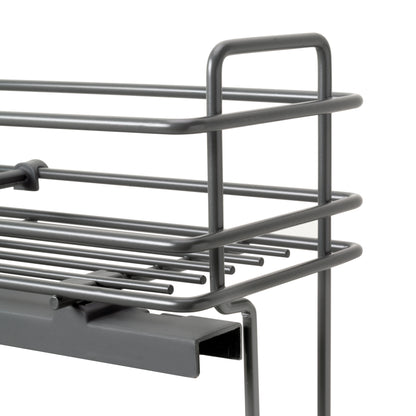 Emuca Portabottiglie estraibile TitaneMax con chiusura soft, lato sinistro, 3 vassoi, unità 200mm, Acciaio, Grigio Antracite