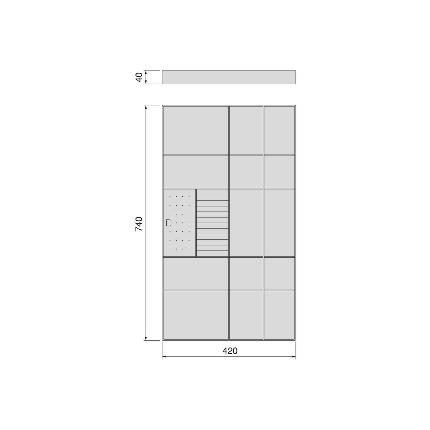 Emuca Cassetto organizzatore per armadi e cabine armadio Quartz, 740 (M90), Eco-pelle e legno, Titanio