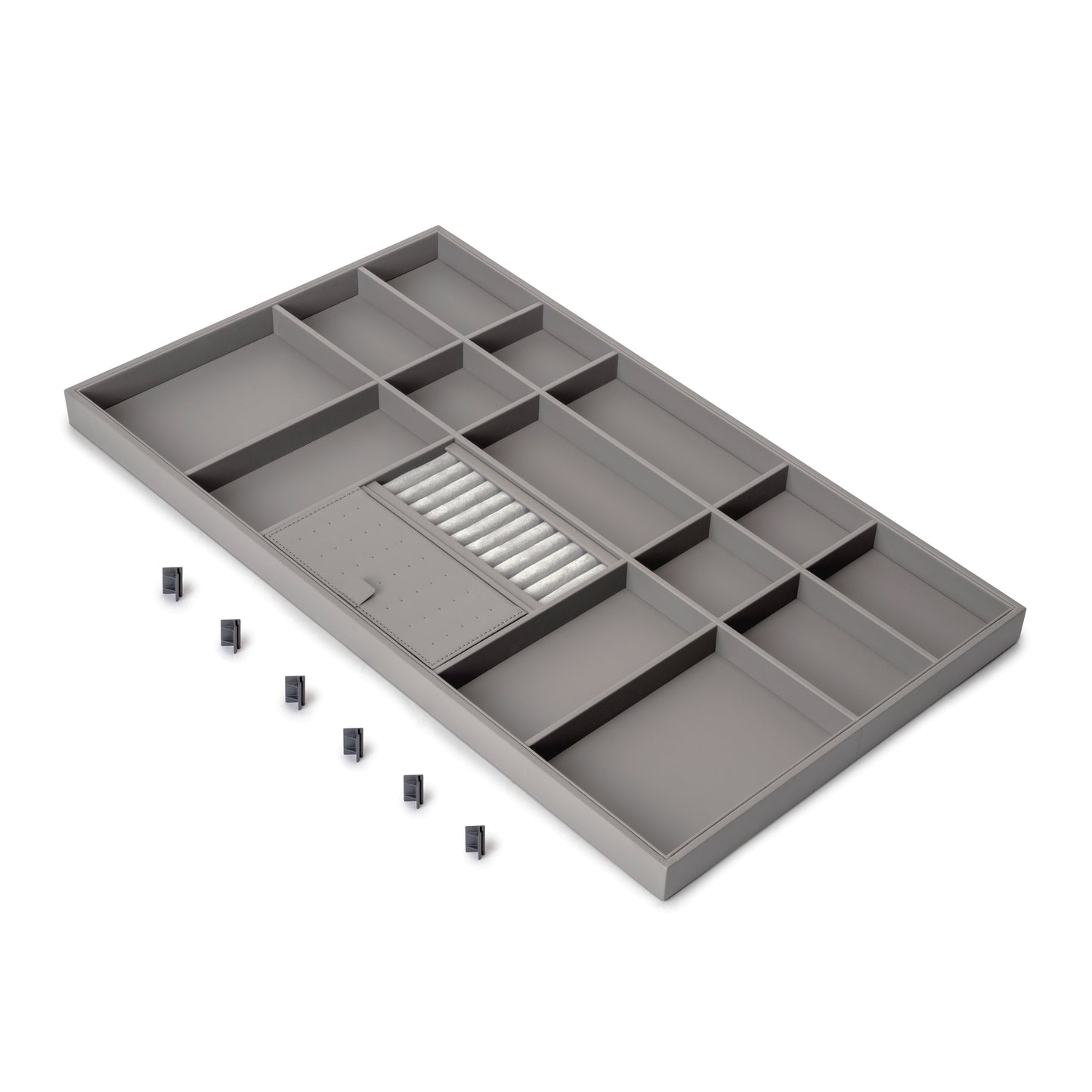 Emuca Cassetto organizzatore per armadi e cabine armadio Quartz, 740 (M90), Eco-pelle e legno, Titanio