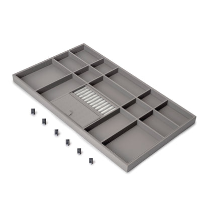 Emuca Cassetto organizzatore per armadi e cabine armadio Quartz, 740 (M90), Eco-pelle e legno, Titanio