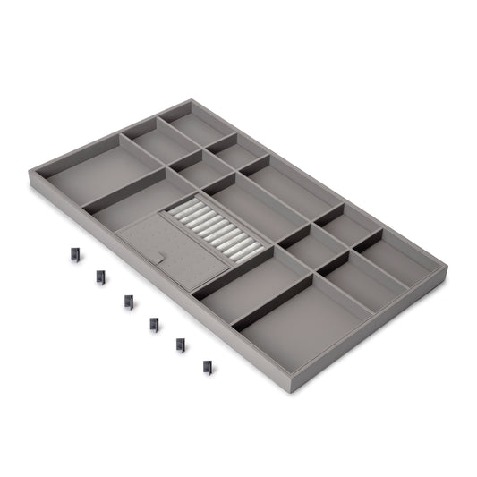 Emuca Cassetto organizzatore per armadi e cabine armadio Quartz, 740 (M90), Eco-pelle e legno, Titanio