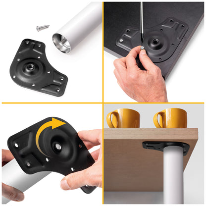 Emuca Lotto di 4 gambe per tavolo, diametro 60mm, H 830mm, Acciaio, Verniciato bianco