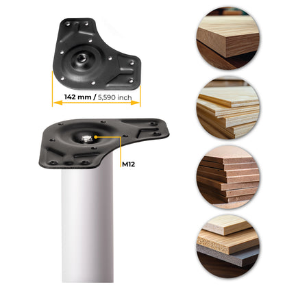 Emuca Lotto di 4 gambe per tavolo, diametro 60mm, H 830mm, Acciaio, Verniciato bianco