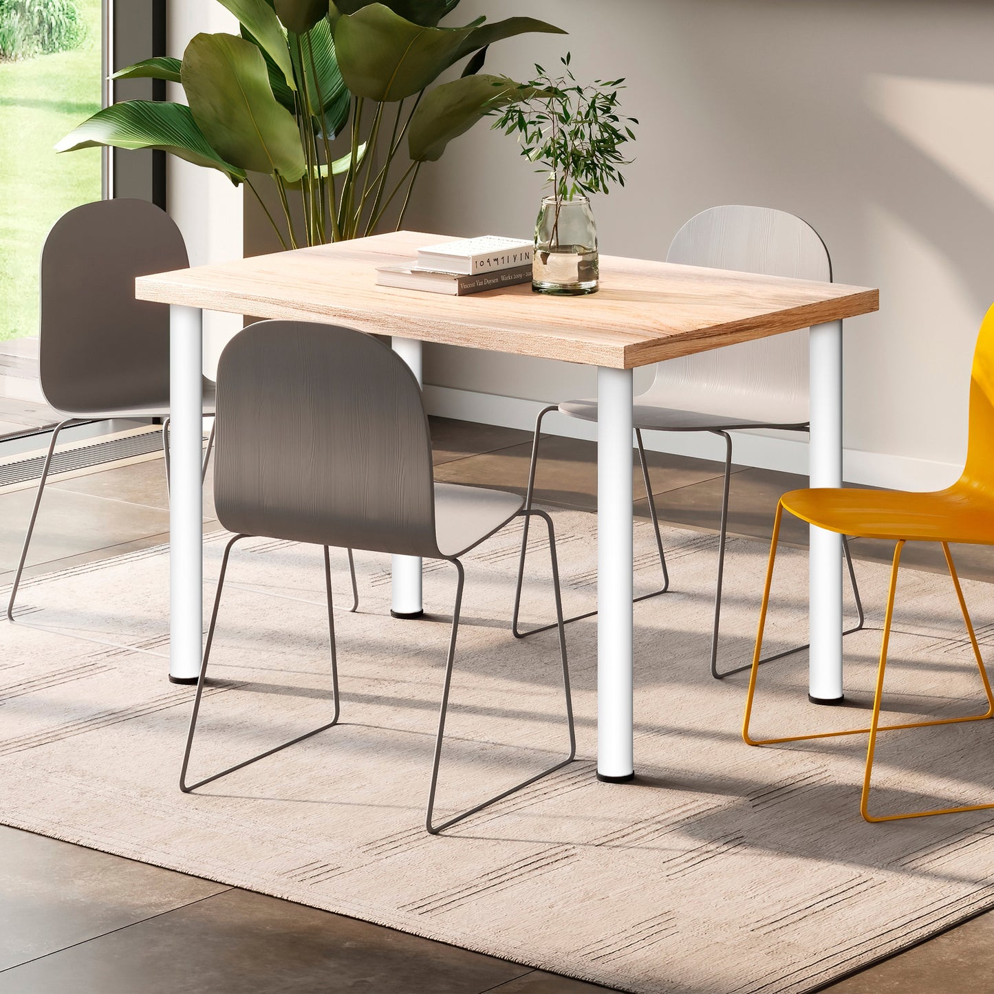 Emuca Lotto di 4 gambe per tavolo, diametro 60mm, H 830mm, Acciaio, Verniciato bianco