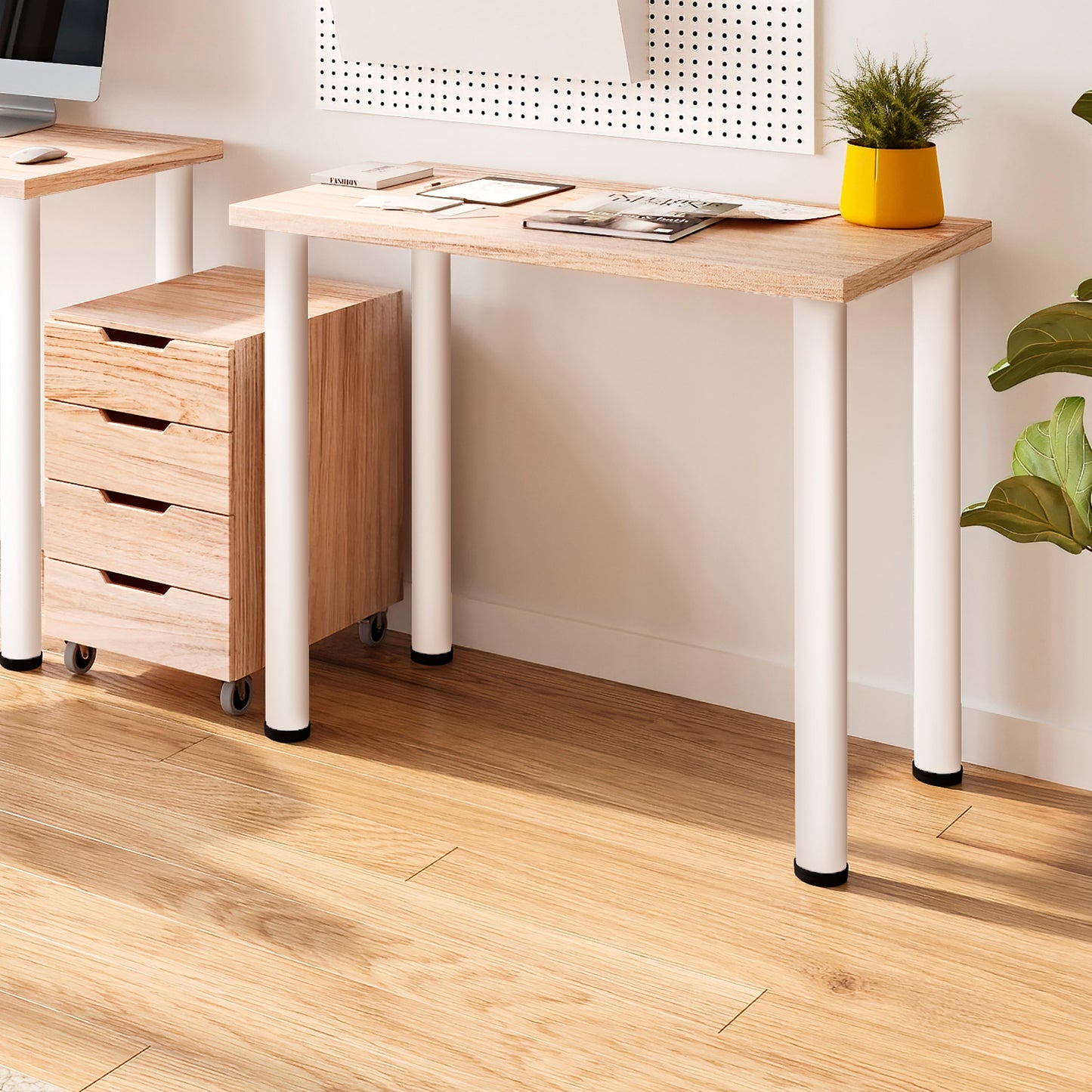 Emuca Lotto di 4 gambe per tavolo, diametro 60mm, H 830mm, Acciaio, Verniciato bianco