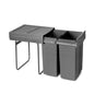 Emuca Contenitore per la raccolta differenziata Recycle da montare sul fondo e da estrarre manualmente in cucina Recycle 2x25lt, Grigio antracite, Tecnoplastica