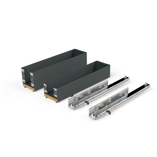 Emuca Portabottiglie laterale estraibile Titane Simplex con chiusura soft, modulo 150 mm, Grigio antracite