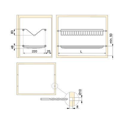 Emuca Scolapiatti acciaio inossidabile Drynox, modulo 500 mm, Acciaio inossidabile