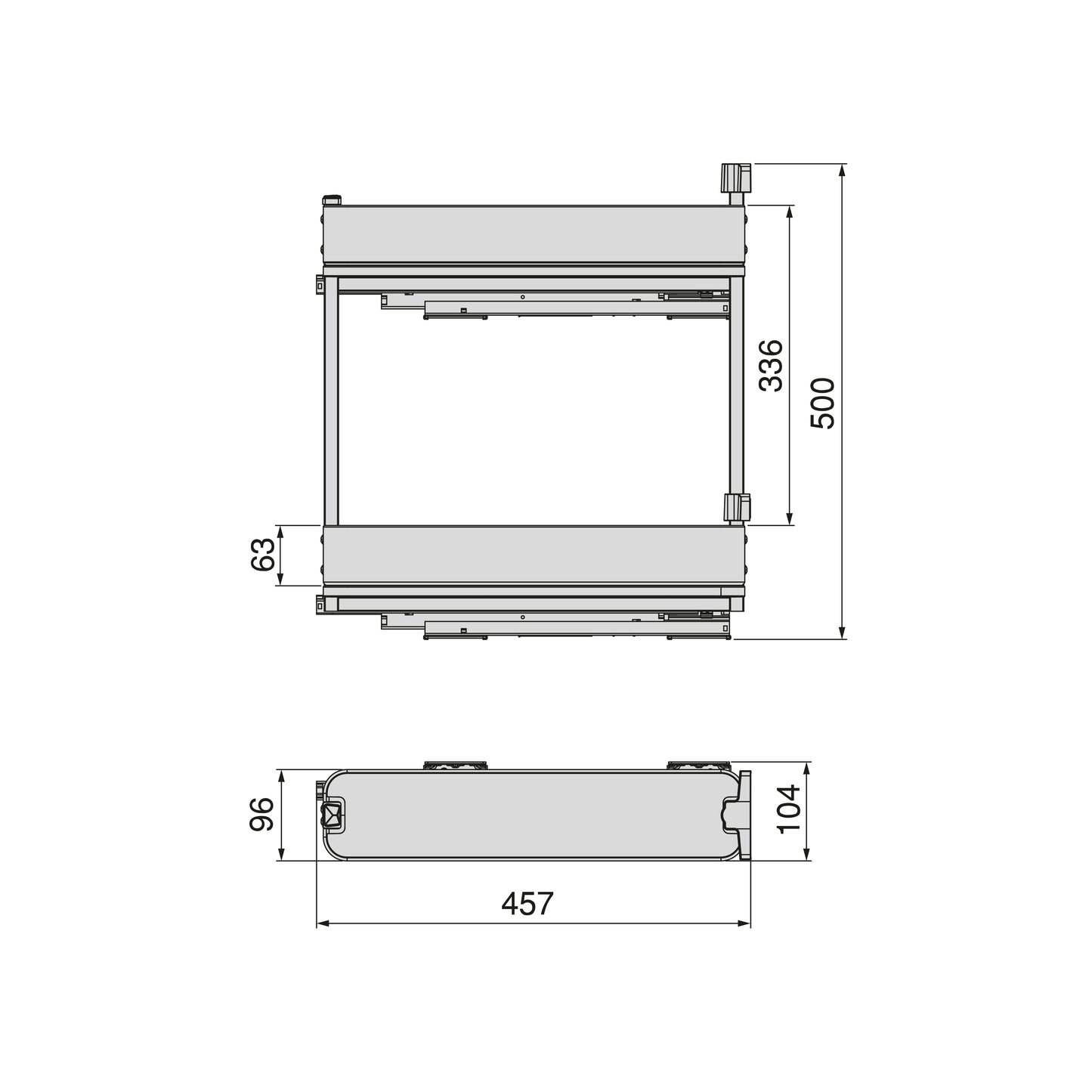 Emuca Portabottiglie laterale estraibile Harmony con chiusura soft, Modulo larghezza 150mm altezza 700mm, Acciaio e Legno, Grigio antracite
