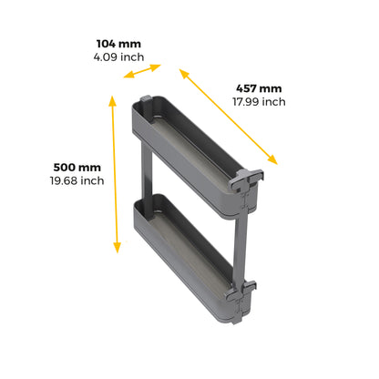 Emuca Portabottiglie laterale estraibile Harmony con chiusura soft, Modulo larghezza 150mm altezza 700mm, Acciaio e Legno, Grigio antracite
