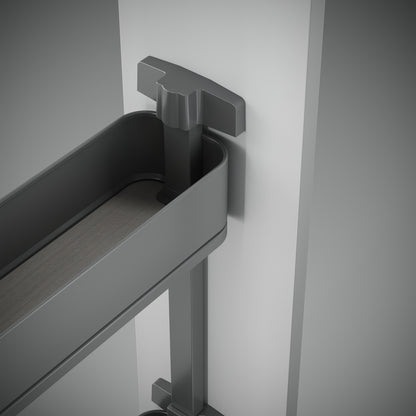 Emuca Portabottiglie laterale estraibile Harmony con chiusura soft, Modulo larghezza 150mm altezza 700mm, Acciaio e Legno, Grigio antracite