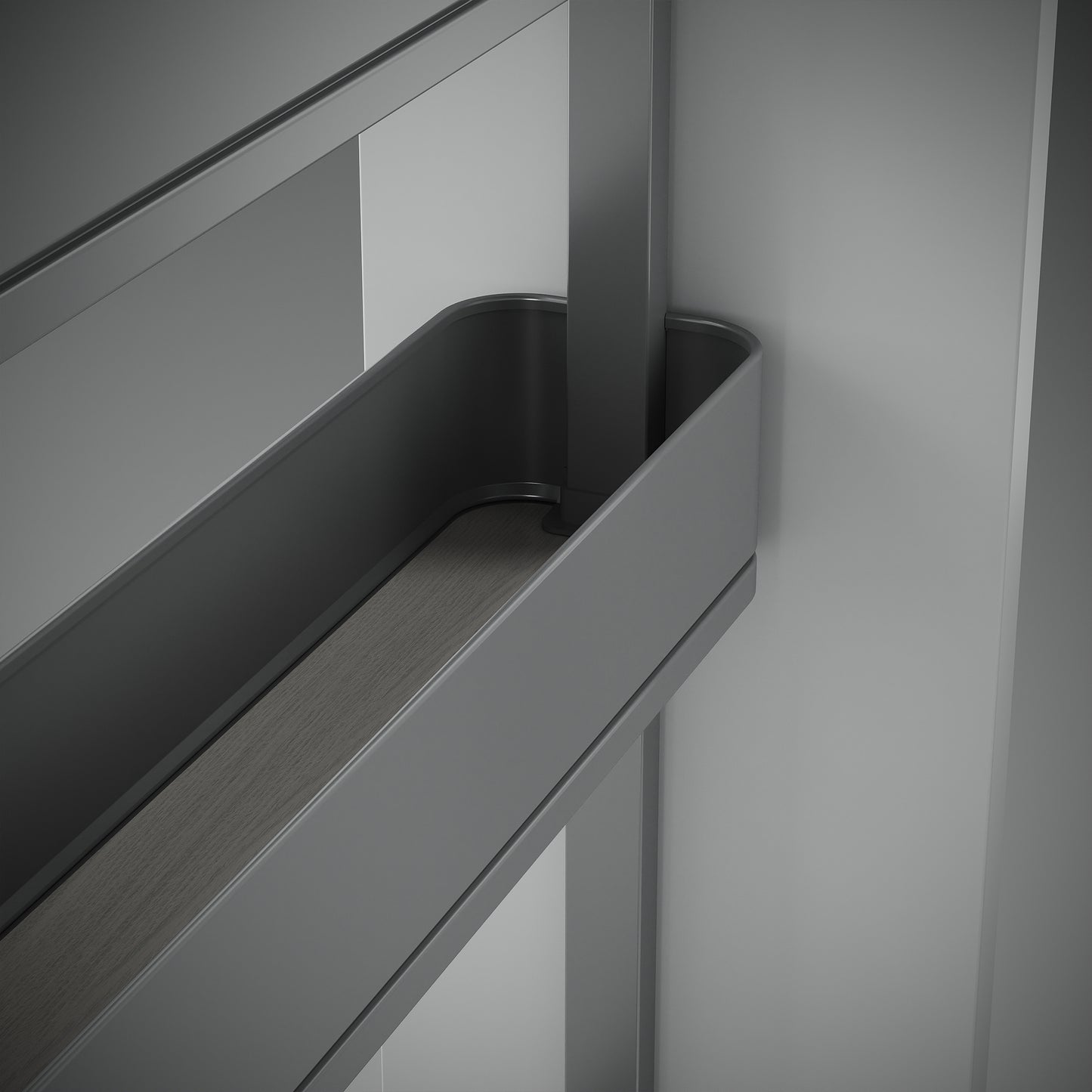 Emuca Portabottiglie laterale estraibile Harmony con chiusura soft, Modulo larghezza 150mm altezza 700mm, Acciaio e Legno, Grigio antracite