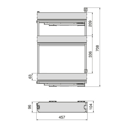 Emuca Portabottiglie laterale estraibile Harmony con chiusura soft, Modulo larghezza 150mm altezza 800mm, Acciaio e Legno, Grigio antracite