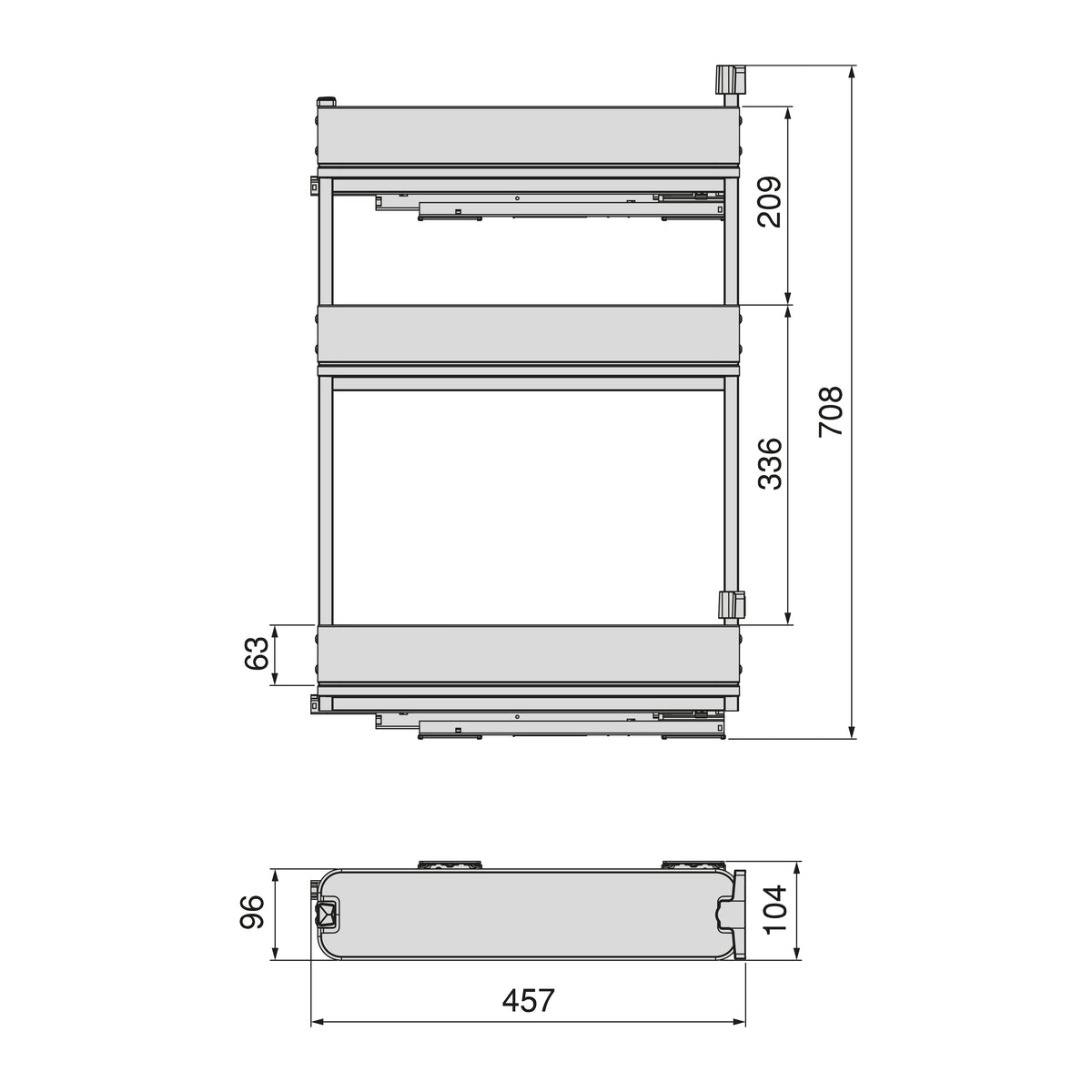 Portabottiglie laterale estraibile Harmony con chiusura soft