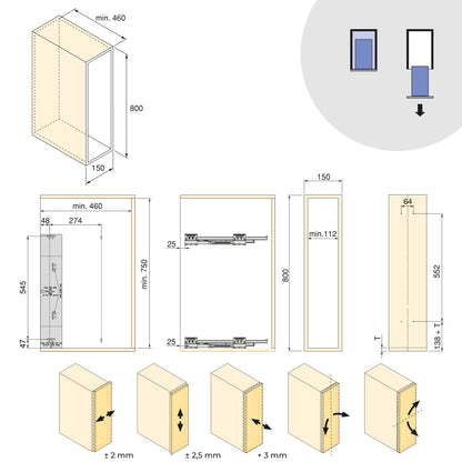 Portabottiglie laterale estraibile Harmony con chiusura soft
